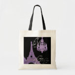 Purple Chandelier Effiel Tower Save The Date Canvas Bag