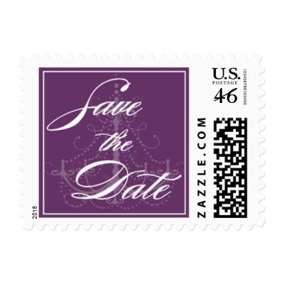 Purple Chandelier Save the Date Postage