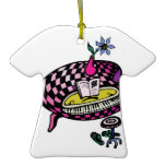 purple checkered piano ornament