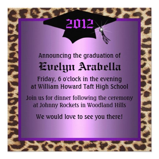 Purple Cheetah Graduation Announcement