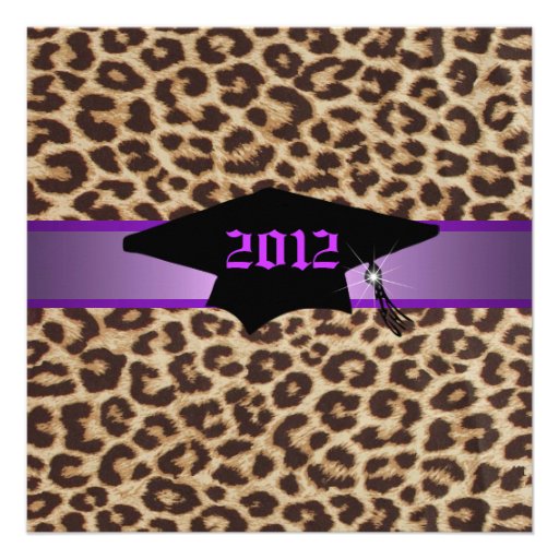 Purple Cheetah Graduation Announcement