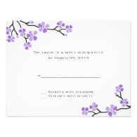 Purple Cherry Blossom reply cards Invitations