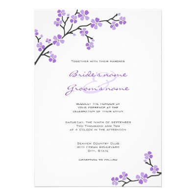 Purple Cherry Blossom Wedding Invitations