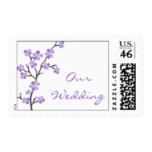 Purple Cherry Blossom Wedding Stamps