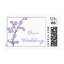 Purple Cherry Blossom Wedding Stamps stamp