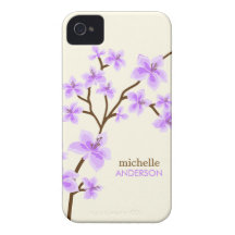 Purple Cherry Blossoms Tree iPhone 4 Cases