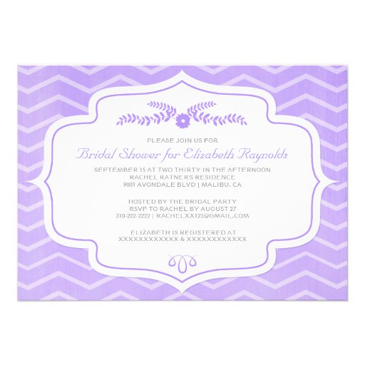 Purple Chevron Bridal Shower Invitations