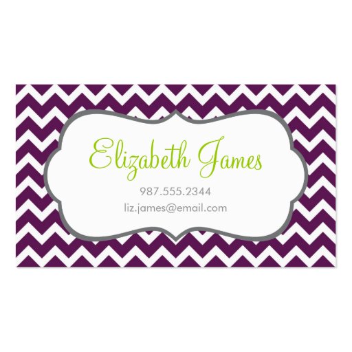 Purple Chevron Business Cards (front side)