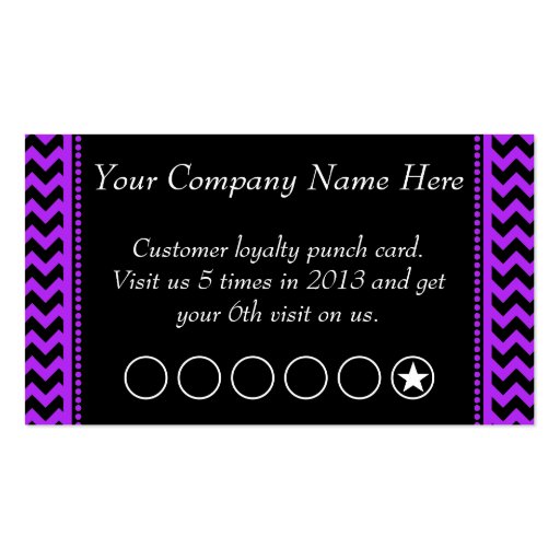 Purple Chevron Discount Promotional Punch Card Business Card (front side)
