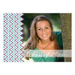 Purple chevron photo graduation party announcement