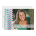 Purple chevron photo graduation party announcement invitation
