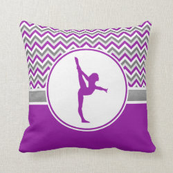 Purple Chevron Stripes Gymnastics w/ Monogram Throw Pillow
