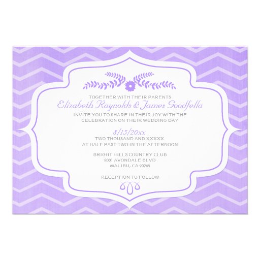Purple Chevron Wedding Invitations
