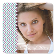 Purple chevron zig zag photo graduation stickers sticker