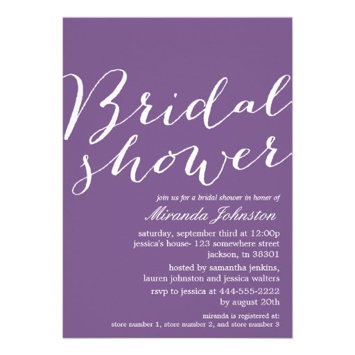 Purple Chic Bridal Shower Invitations