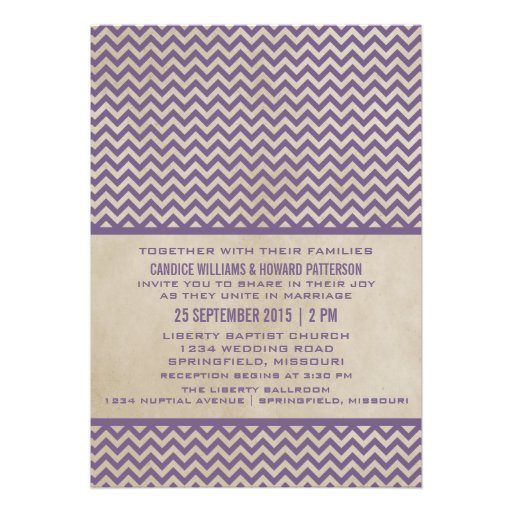Purple Chic Chevron Wedding Invite