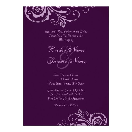Purple Chic Floral Wedding Invitation