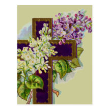Purple Christian Cross Post Card