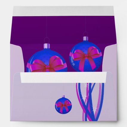 Purple Christmas Baubles Ribbon Envelope