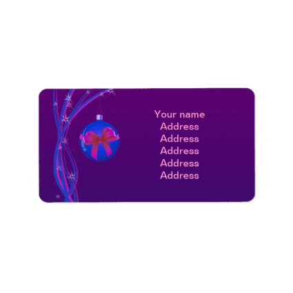 Purple Christmas Baubles Ribbon Labels