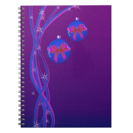 Purple Christmas Baubles Ribbon Notebook