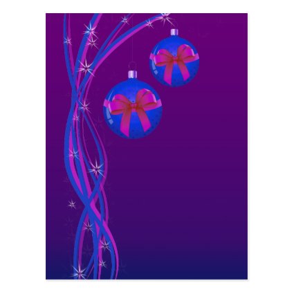 Purple Christmas Baubles Ribbon Post Card
