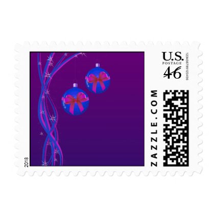 Purple Christmas Baubles Ribbon Stamps
