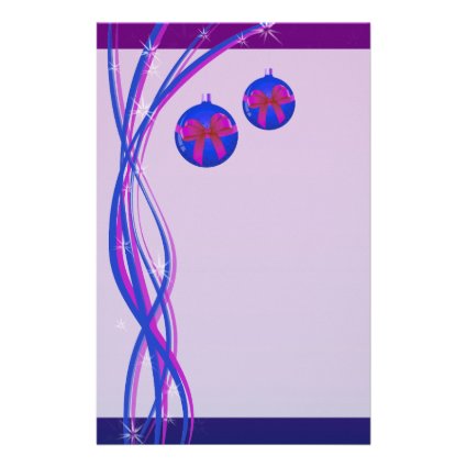 Purple Christmas Baubles Ribbon Customized Stationery