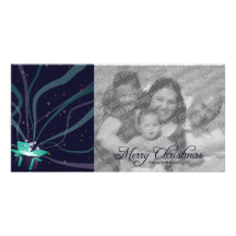 Purple Christmas Gift Family Picture Card