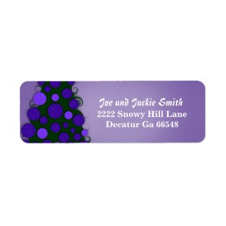 Purple Christmas Tree Address Labels