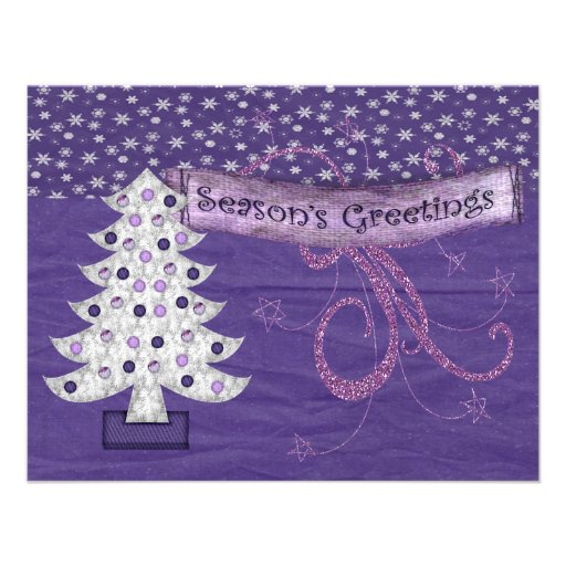 purple christmas tree card invites