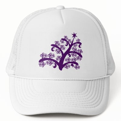 Purple Christmas tree hats