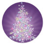 Purple Christmas Tree Round Stickers