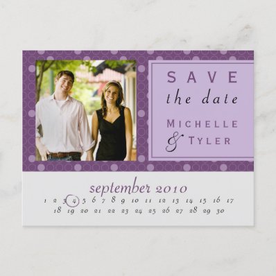 Purple Circle Save the Date Card Post Card