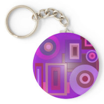 purple circles and squares key chain