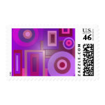 purple circles and squares postage