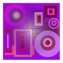 purple circles and squares posters by DonnaGraysonAbstract purple circles and squares posters