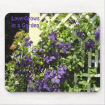 Purple Clematis Garden Saying mousepads