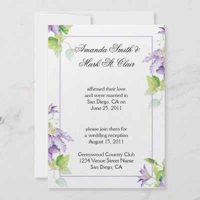 Free Wedding Reception Invitations on Clematis Post Wedding Reception Invit Custom Invitations By Dmboyce