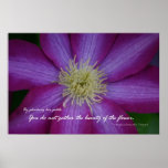 Purple clematis Rabindranath Tagore quote Poster
