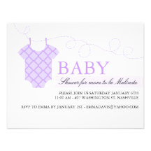 Purple clothesline Modern Baby Shower Invitation
