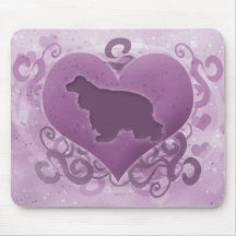 Purple Cocker Spaniel Valentine Mousepads