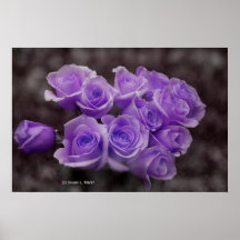 Purple colorized rose bunch poster