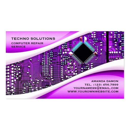 Purple Computer Repair Business Card (front side)