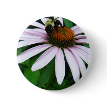 Purple Cone Flower with Bumble Bee Pinback Buttons