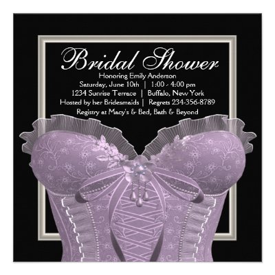 Purple Corset Bridal Shower Custom Announcement