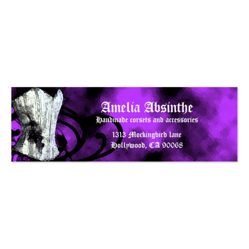 Purple Corset Goth Business Card (front side)