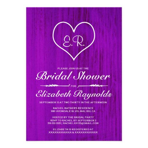 Purple Country Bridal Shower Invitations
