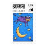 Purple Cow Jumped Over the Moon - postage stamp