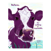 Purple Cow Quite Possibly Contemplating Flight Posters